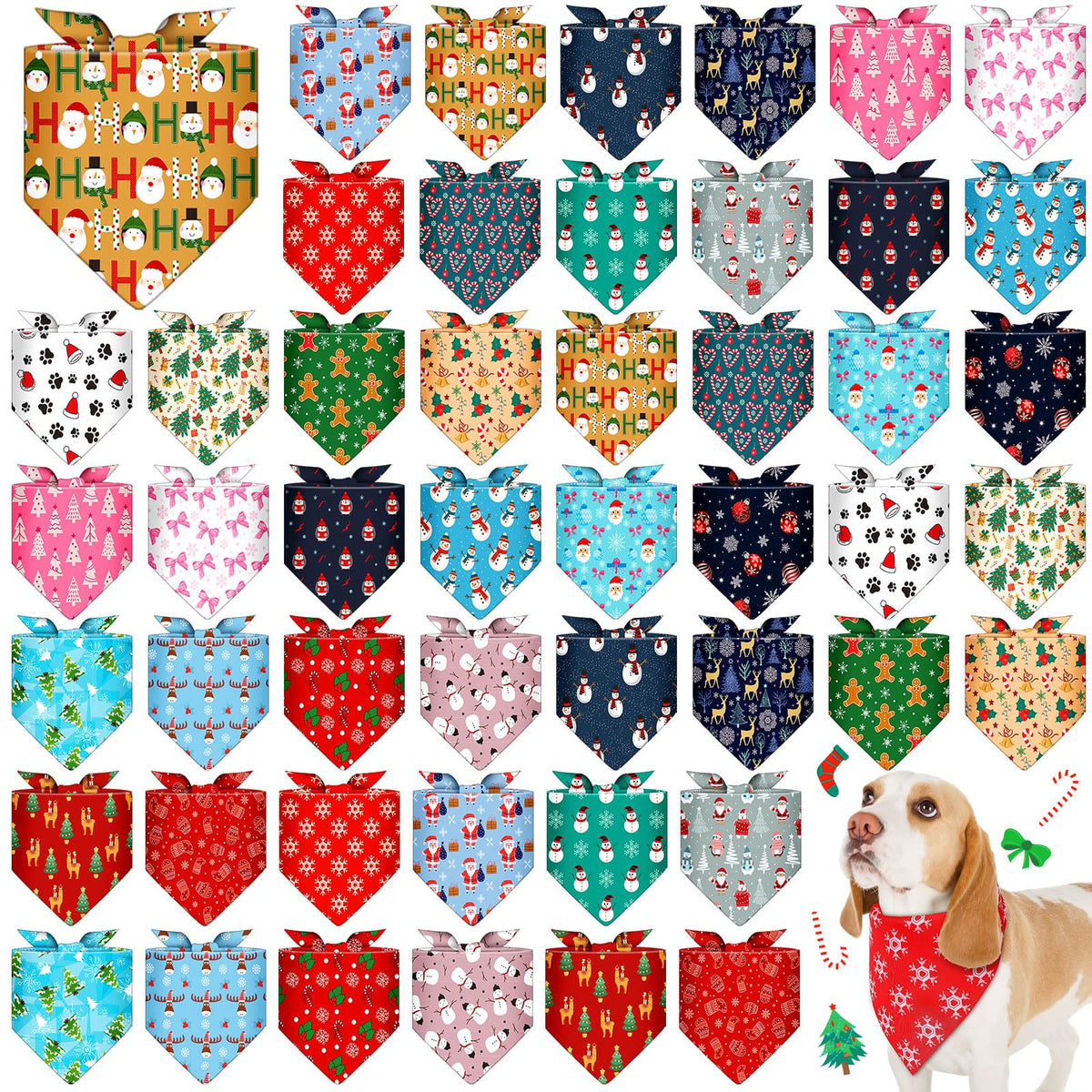 Sanwuta 48 Pcs Dog Bandanas Bulk Pet Bibs Colorful Scarf Pet Bandanas Handkerchief Scarf Breed Accessories for Small Medium Large Dogs Girl Boy Adjustable Puppy Bandana Breed Bib (Thanksgiving)