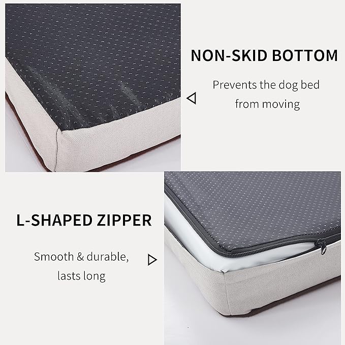 GOHOO PET Orthopedic Memory Foam Dog Bed, Cooling Dog Beds for Medium/Large Dogs -Waterproof Pet Bed for Crate with Removable Washable Cover (M(29inch,45Lbs))