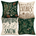 Fahrendom Winter Vibes Green Decorative Throw Pillow Covers