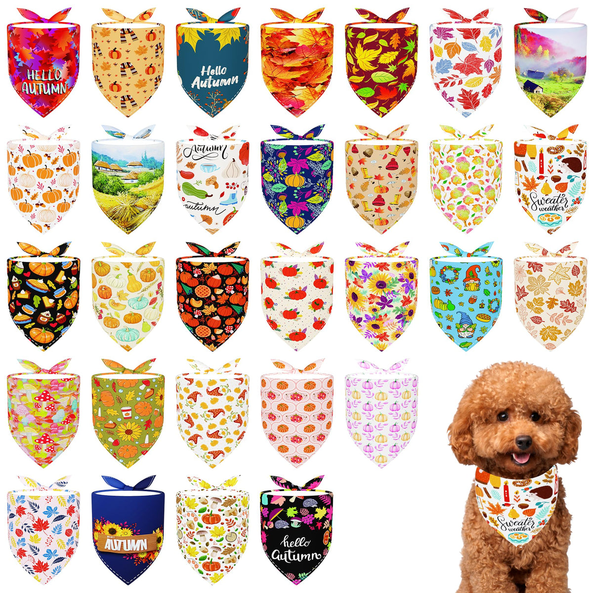 Pai Sence Pride Day Dog Bandanas Bulk for Small Dogs Sewn Edges 18" 30Pcs S