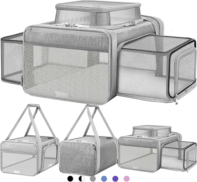 Top and 2 Sides Expandable Pet Carrier 17x11x9.5 TSA Airline Approved