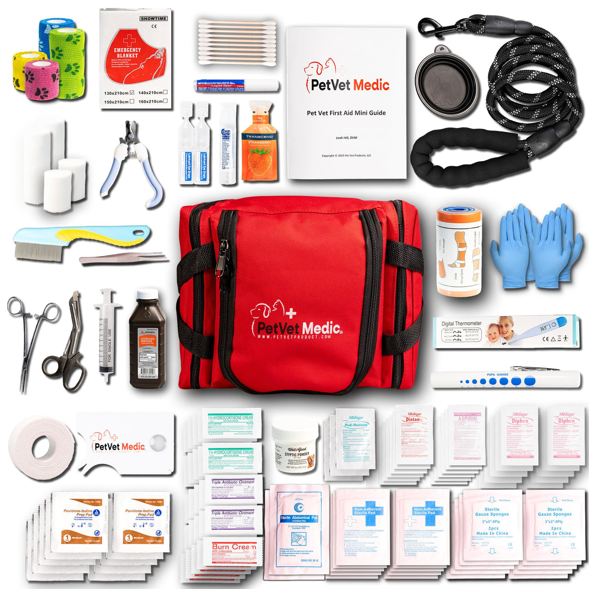 PetVet Medic Cat & Dog First Aid Kit with Thermometer & Bandages (Medium)