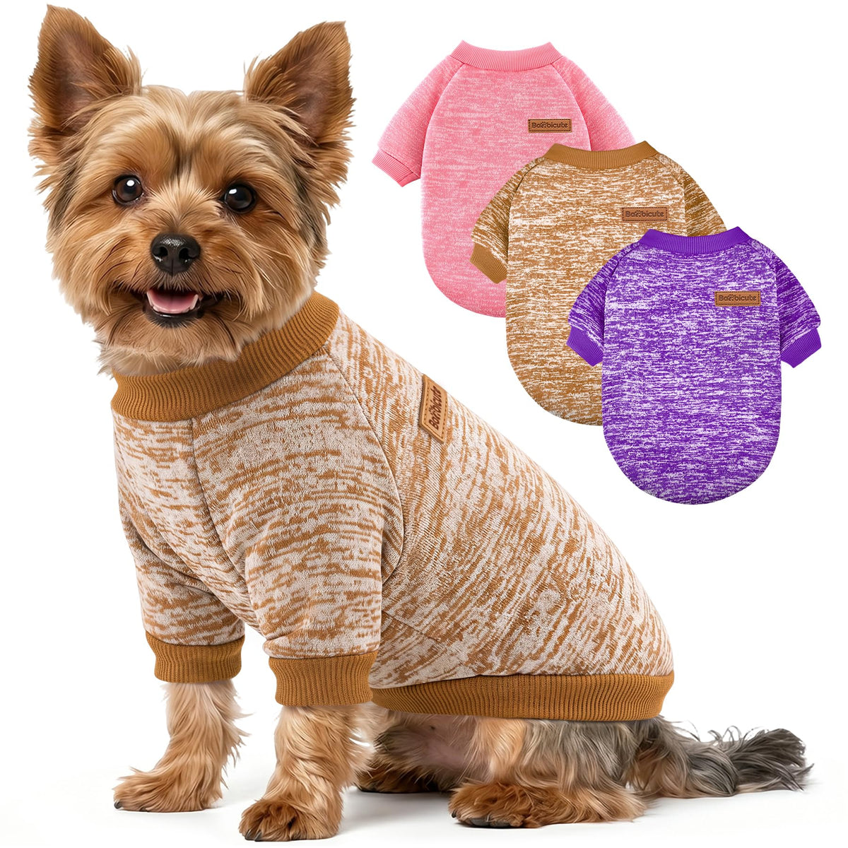 BAOBICUTE 1 Pack Dog Sweater for Small Dogs Girl Boy Winter Fleece Clothes Warm Soft Dog Sweatshirt Outfit for Dogs Cats Pet Apparel