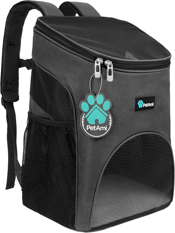 PetAmi Cat Backpack Carrier, Airline Approved Pet Carrier Backpack for Small Dogs and Large Cats, Soft Sided Collapsible Ventilated with Sherpa Bed for Hiking Travel