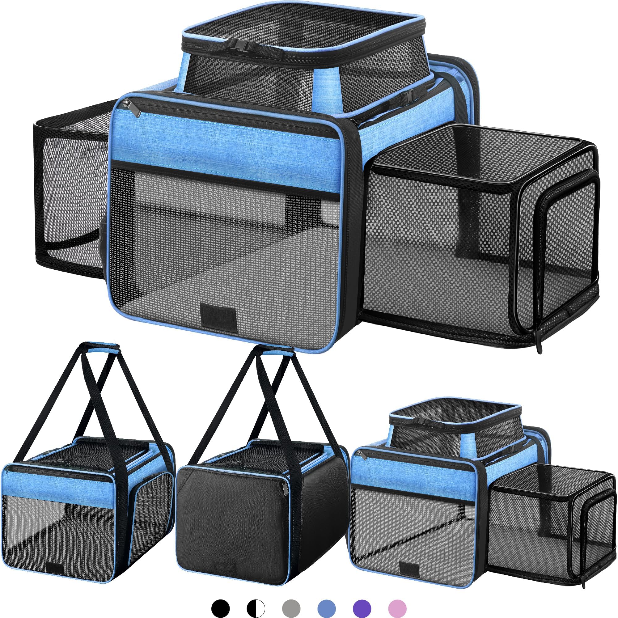 Top and 2 Sides Expandable Cat Carrier 18x11x11 TSA Airline Approved
