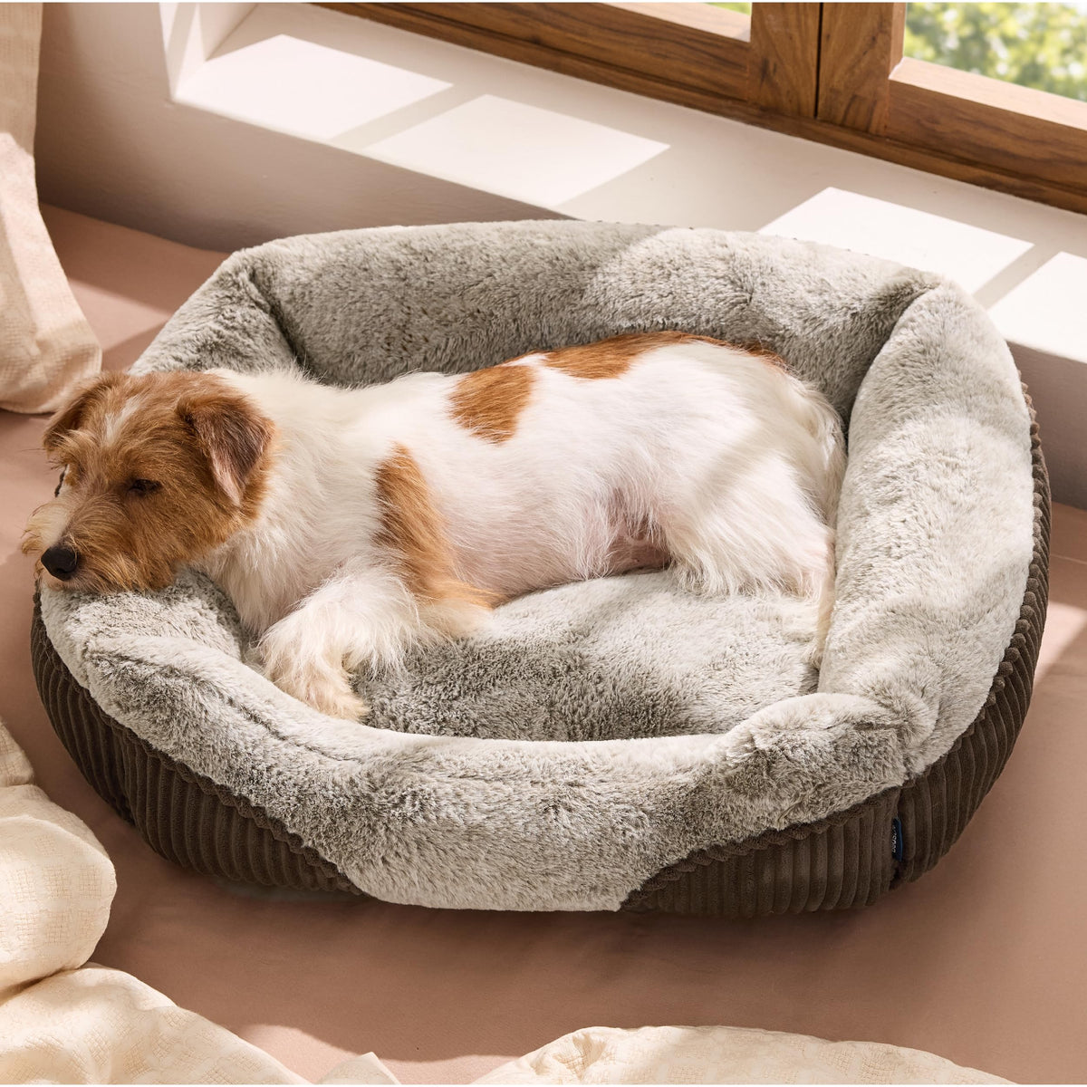 Bedsure Washable Dog Bed Small Medium Size Dog Rectangle Pet Bed,25x21x7in