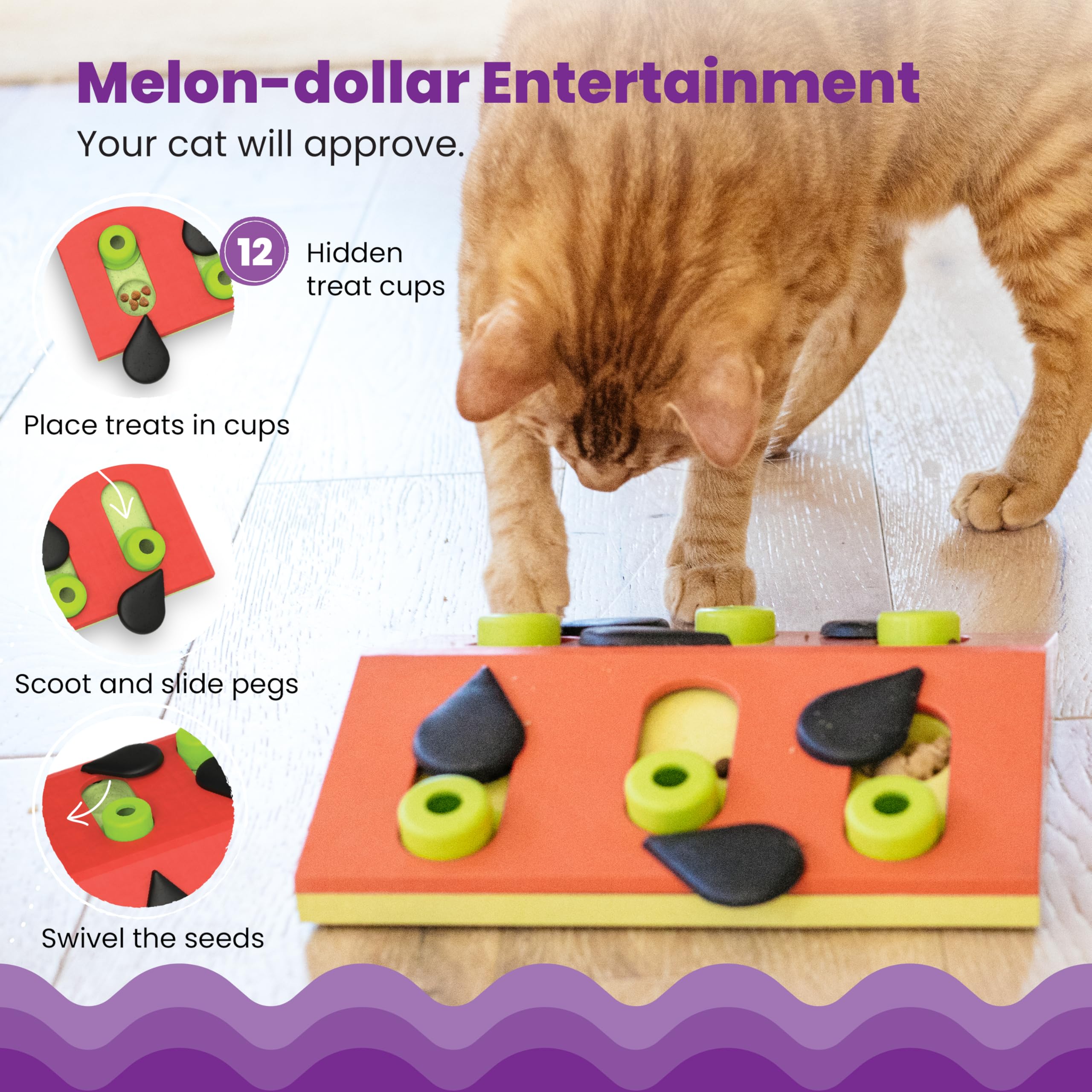 Catstages Nina Ottosson Melon Madness Puzzle & Play Cat Toy, 10.6"