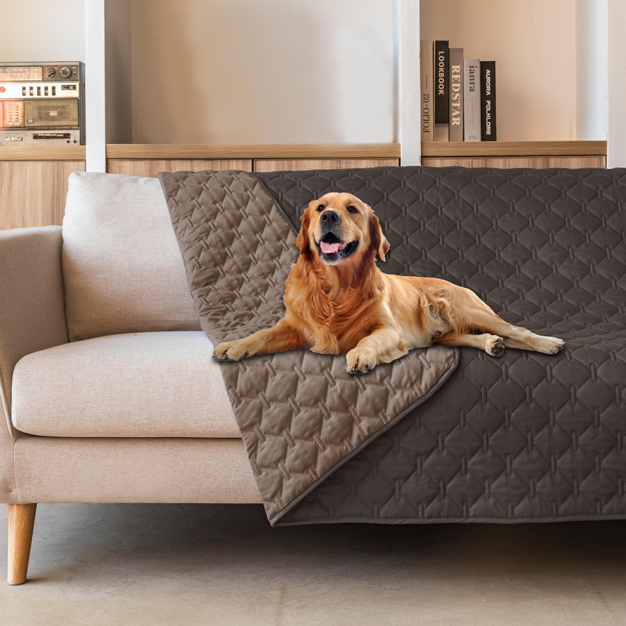 gogobunny 3X Stronger Waterproof Pet Blanket, Scratch Proof Furniture Protector for Dogs Cats, Reversible Cover 82x120 Inch — 82x102 Inch (Pack of 1)