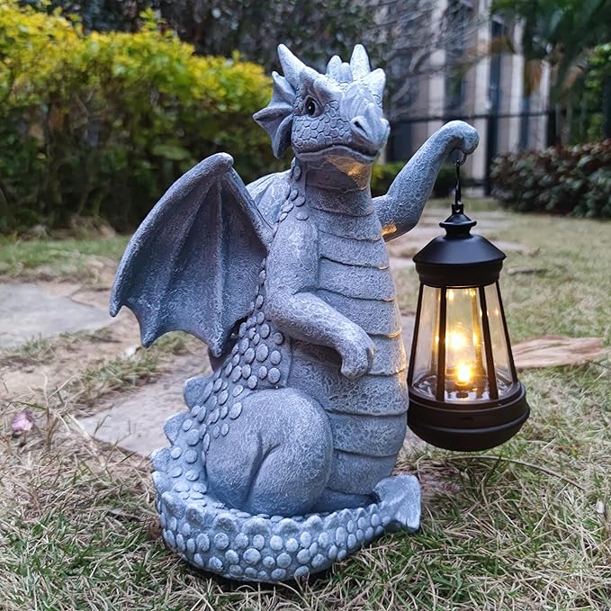 Yardancer Dragon Solar Outdoor Garden Statue - Dragon Outdoor Figurie Lights - Yard Decorative Outdoor Statue Suitable for Patio, Balcony, Patio Decoration - Specially Customized Gift for Mom