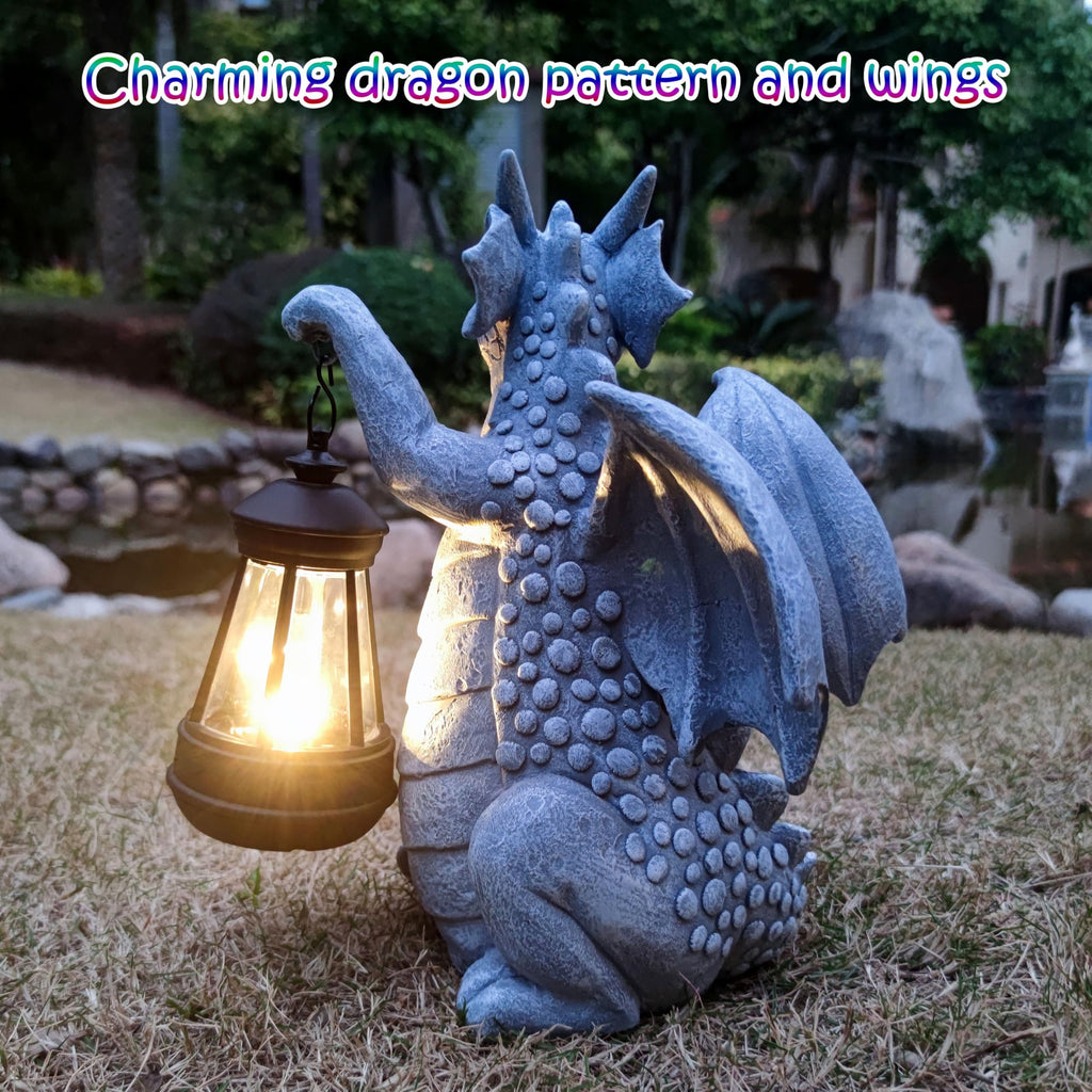 Yardancer Dragon Solar Outdoor Garden Statue - Dragon Outdoor Figurie Lights - Yard Decorative Outdoor Statue Suitable for Patio, Balcony, Patio Decoration - Specially Customized Gift for Mom