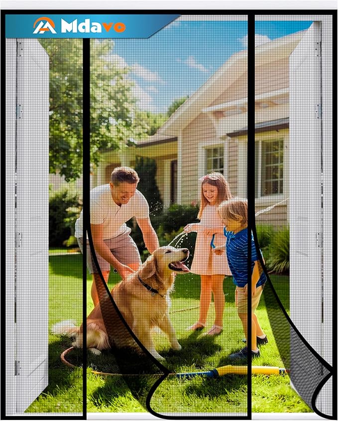 Magnetic Screen Door, Door Screen Magnetic Closure-Keeps Bugs Out Let Breeze in, Heavy Duty Mesh - Pet and Kid Friendly, Works with Front Doors, Sliding Doors Fit Door Size 72 x 80 Inch