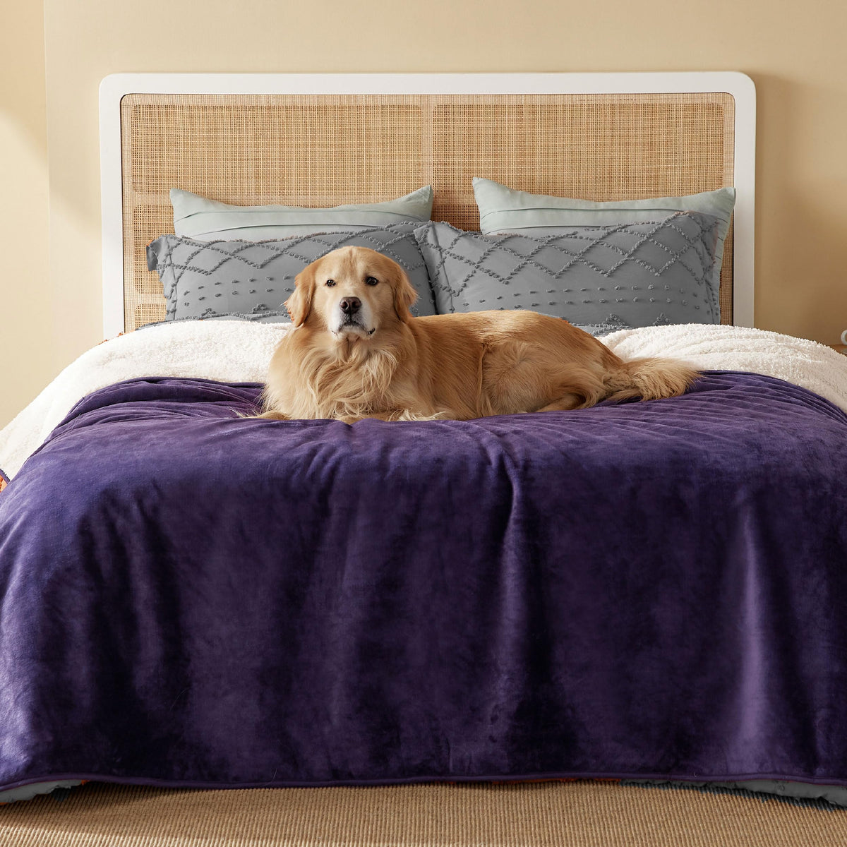 Bedsure Waterproof Blanket for Bed Soft Sherpa Fleece Throw,King 108"x86"