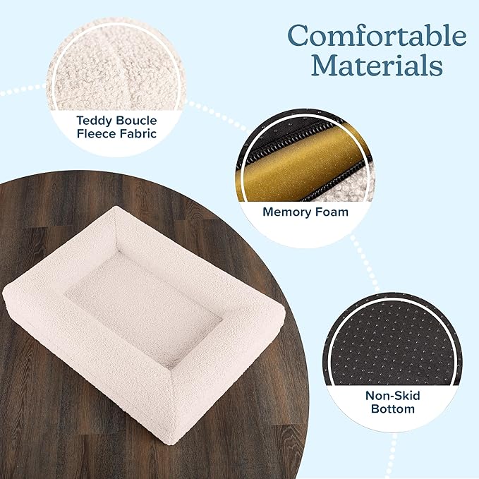 PETMAKER Memory Foam Orthopedic Dog Bed for Small Pets, Cream, 26”x19”x5.7”