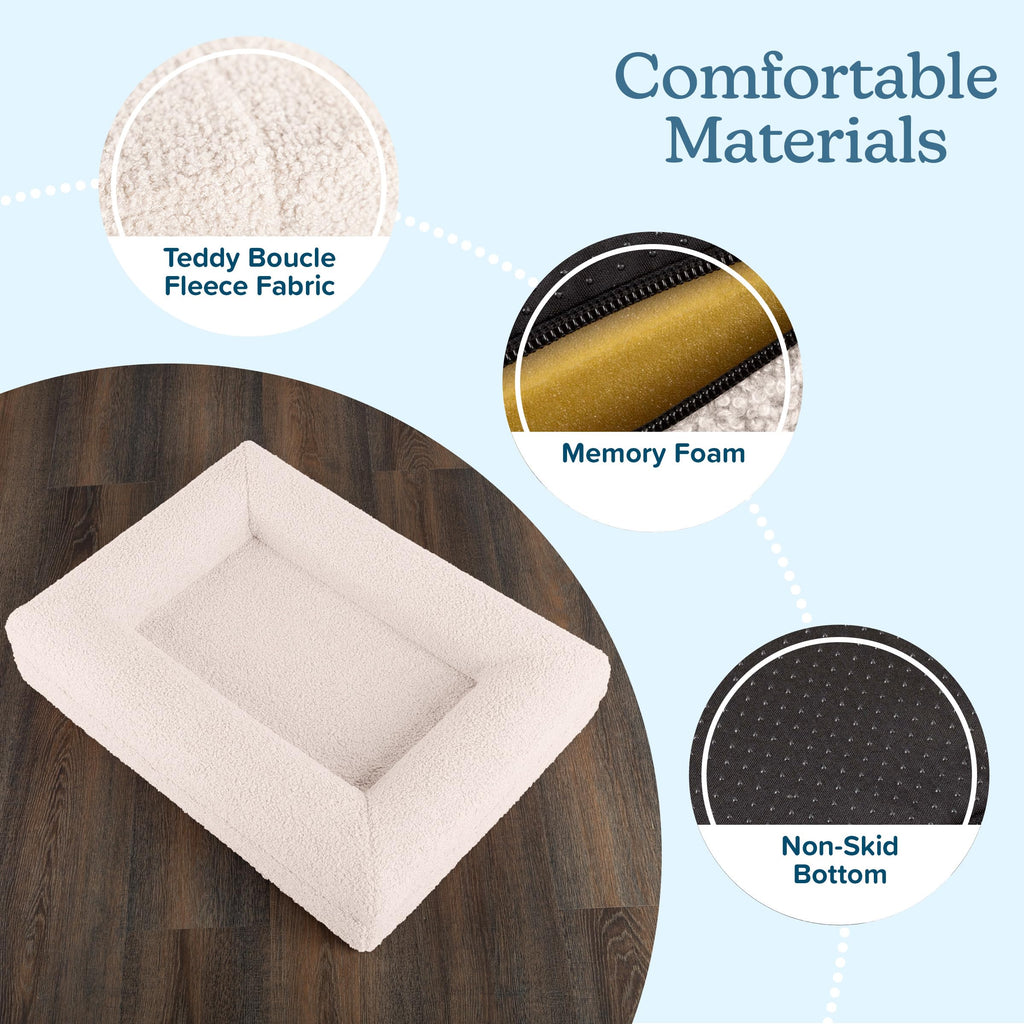 PETMAKER Memory Foam Orthopedic Dog Bed for Small Pets, Cream, 26”x19”x5.7”