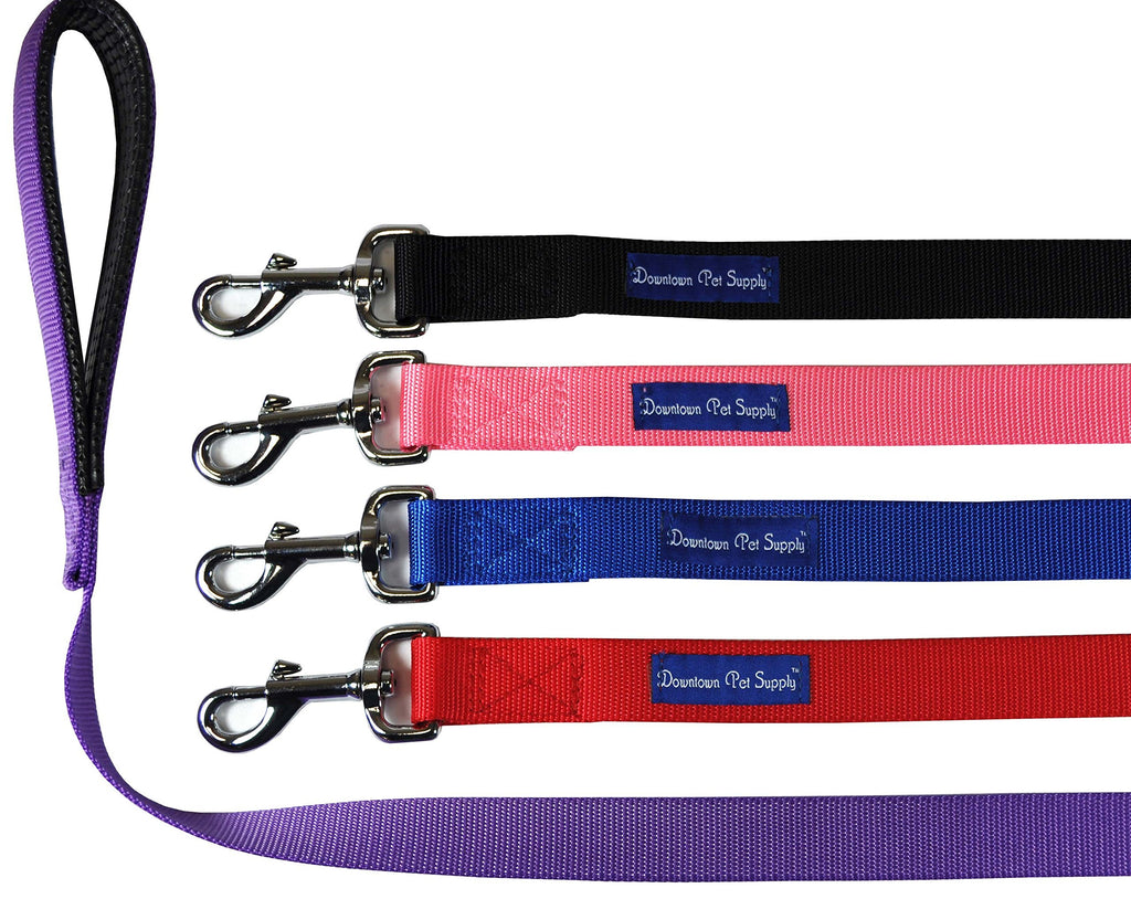 Downtown Pet Supply 4ft Heavy-Duty Dog Leash - Padded Comfort Handle & Stainless Steel Fastener - Durable Training Leash - 0.75in Wide - Black