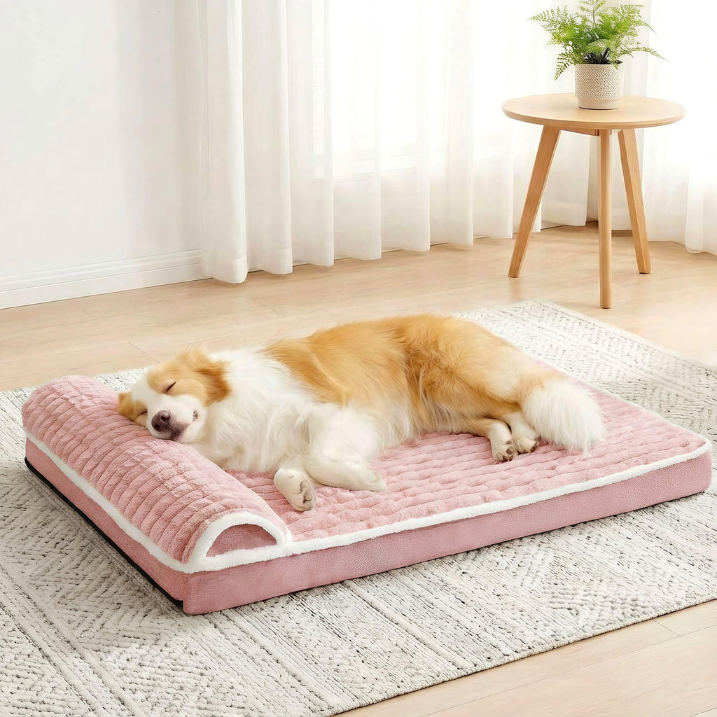 Jolifield Orthopedic Large Dog Bed Pillow Pet Sofa Bed 56''X40'' Pink