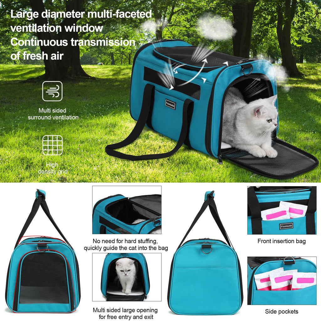 Airline Approved Dog Carrier. Cat Soft-Sided Carriers,Small Dog Travel Carriers,Small Animal Rabbit Carrying Case,TSA Airline Approved Pet Carrier（Blue）