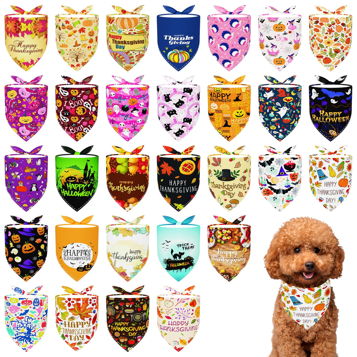 Pai Sence Pride Day Dog Bandanas Bulk for Small Dogs Sewn Edges 18" 30Pcs S