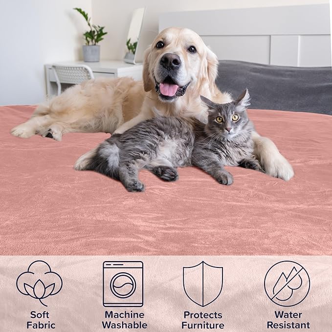 PETMAKER Dog Blanket - 80x100in Reversible Sherpa Blanket - Throw Blankets for Bed, Couch, Crate, or Car - Machine Washable Puppy Essentials (Pink)