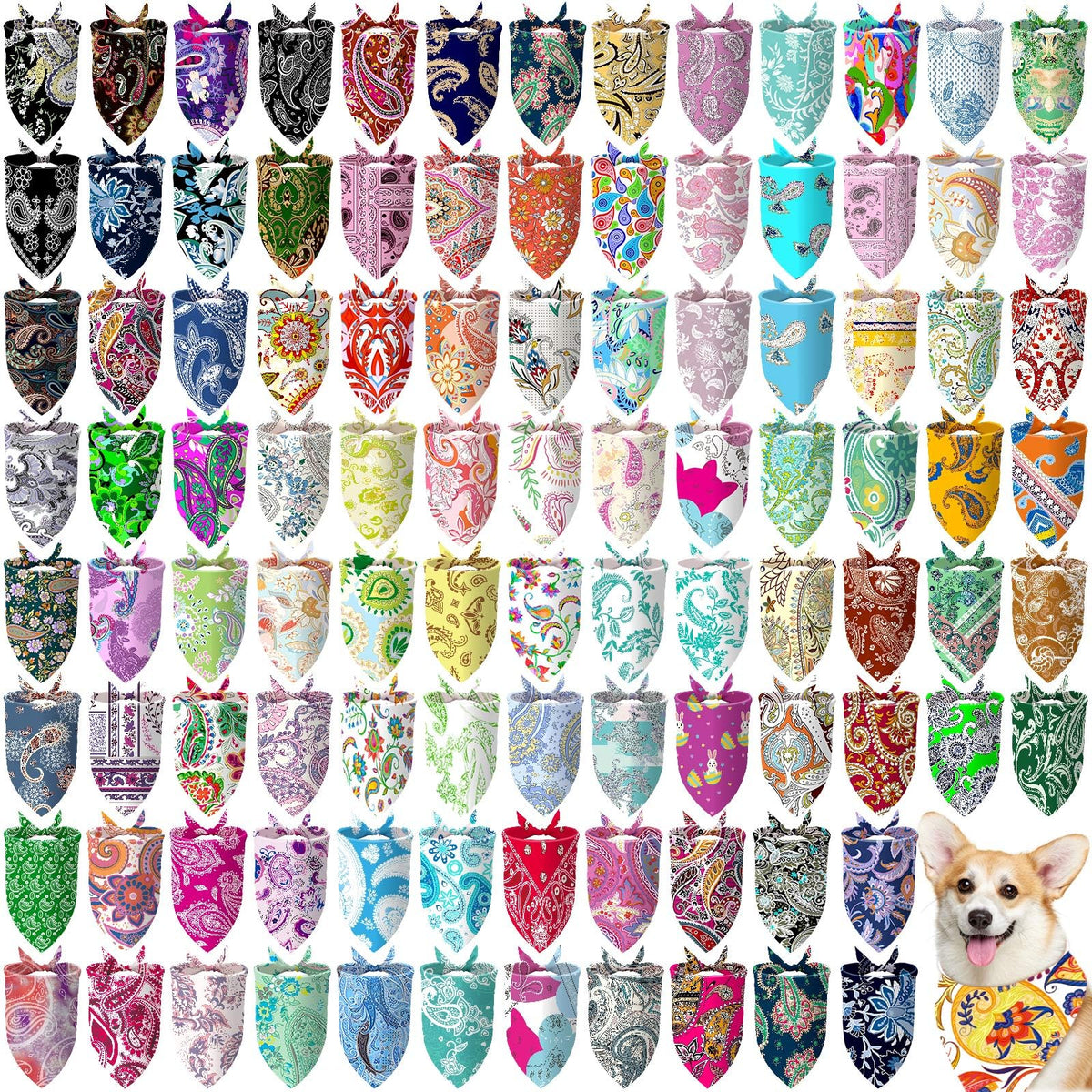 Huhumy 100 Pcs Christmas Dog Bandanas Bulk Christmas Bandanas for Dogs