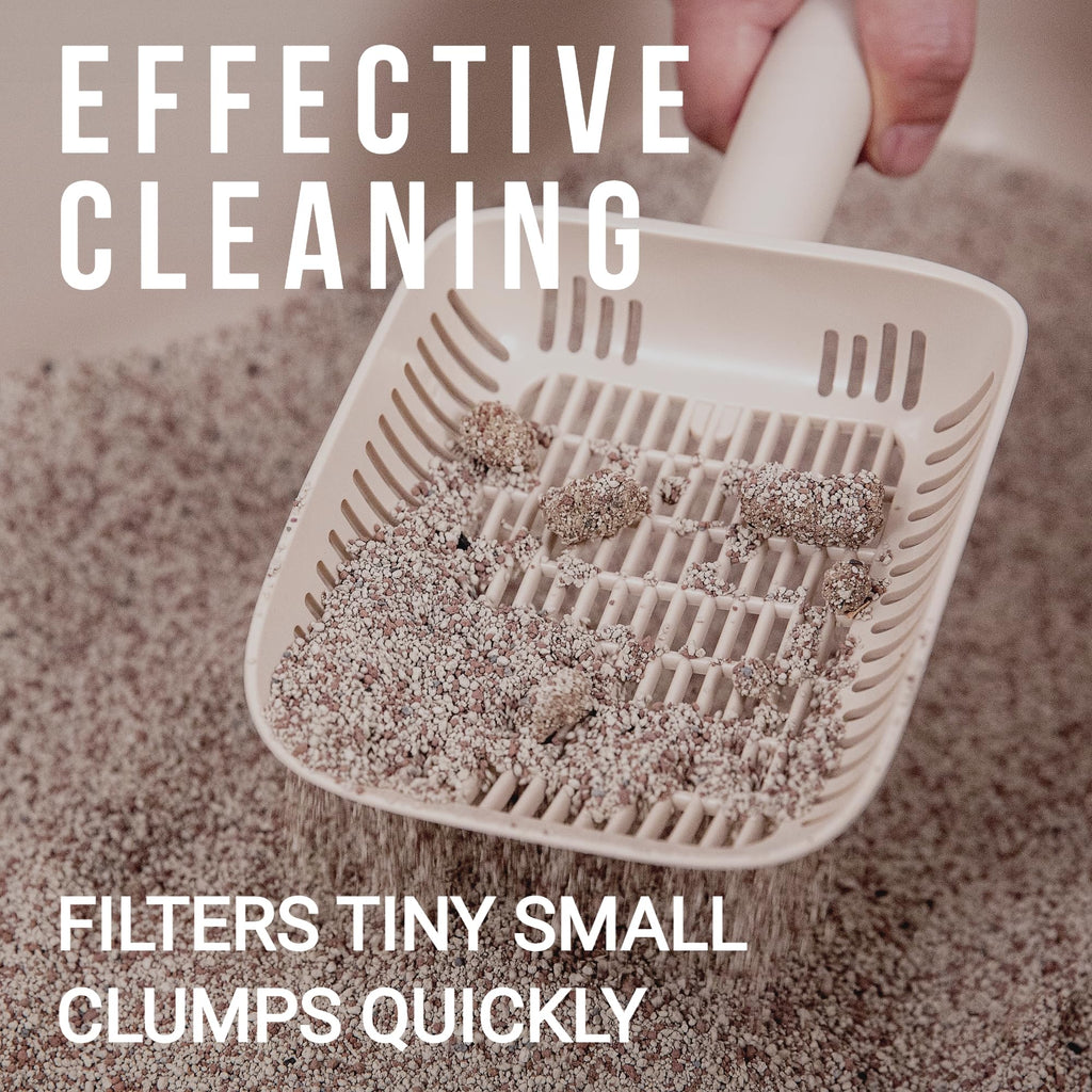 CATSTAG TypeC Cat Litter Scoop - Small Holes (0.11in) Big Size Scooper - Long Handle & Easy Cleaning - Hanger for Litter Box