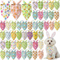 Abbylike 50 Pcs Spring Dog Bandanas Bulk Bunny Egg Carrot Bandanas for Dogs Triangle Kerchief Bibs Scarf Set for Pet Easter Costume Photo Props Accessories Pet Shops, 25 Styles (19.7 x 13.8 x 13.8)