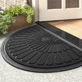 tchdio Door Mat Outdoor Indoor Entrance Doormat-Semicircular Durable Rubber Non Slip Front Door Mat for Outside Inside Entry Entryway Dirt Trapper WelcomeMat for Muddy Paws and Shoes-Black 17”x30”