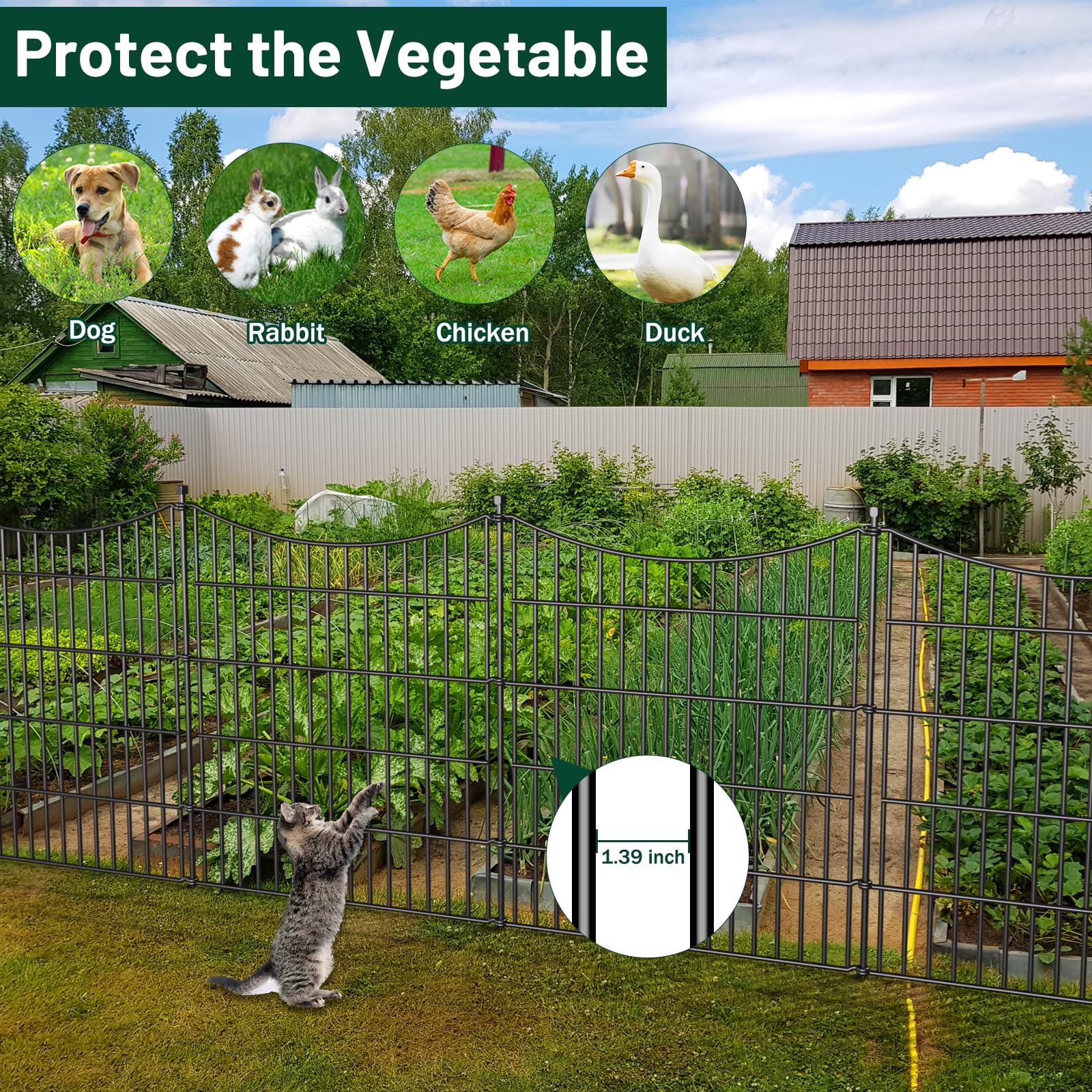 No Dig Dog Fence Outdoor for Yard with Gate, 32 in(H) X 11.8 ft(L)