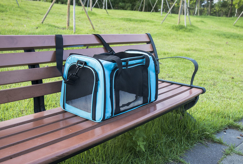 NextFri Soft Sided Carrier for Small Medium Cats Dogs,TSA Airline Approved Collapsible Travel Pet Carrier Medium Blue