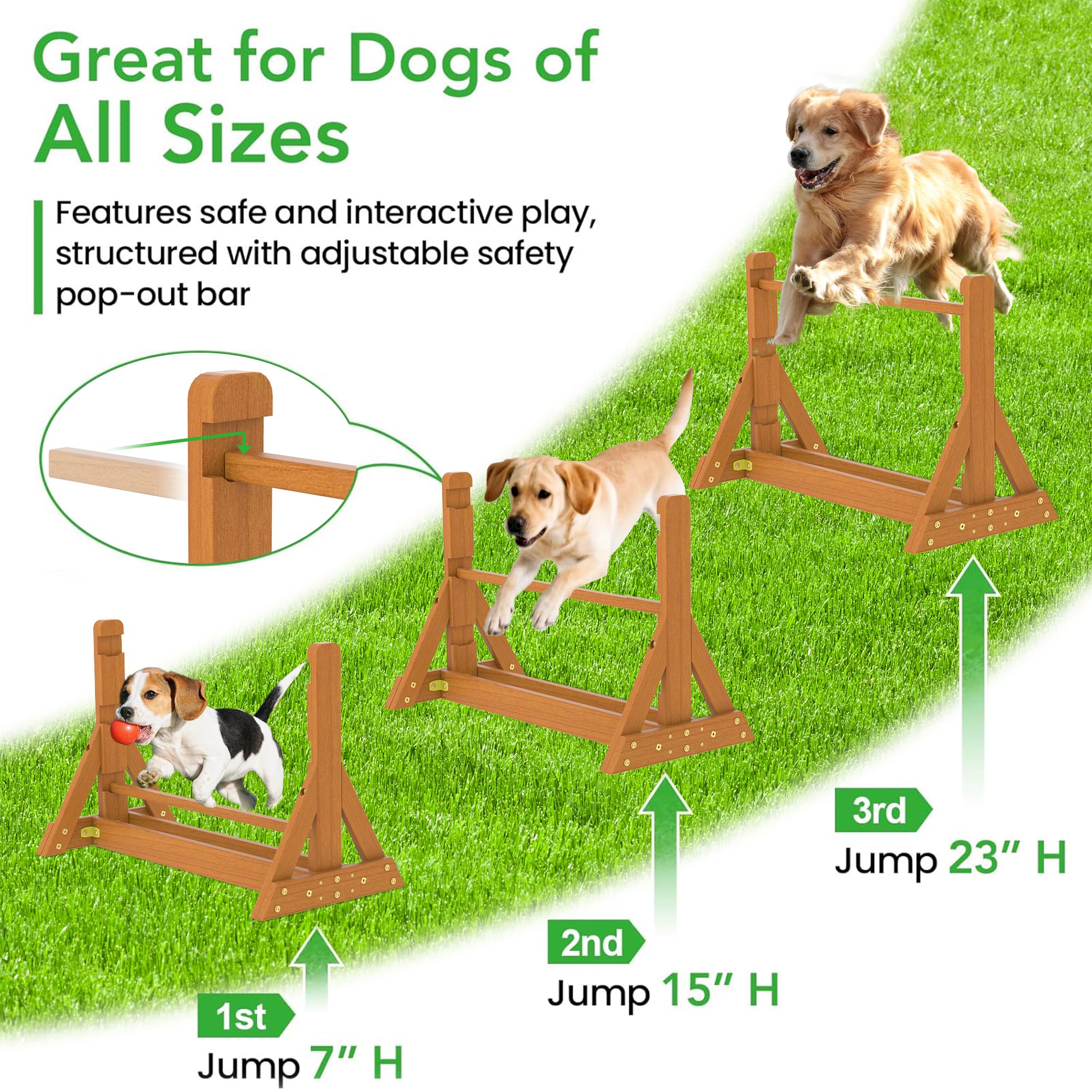 SuniBoxi Dog Agility Set, Wooden Dog Agility Jumps & Dog Hurdles,Dog Agility Equipment