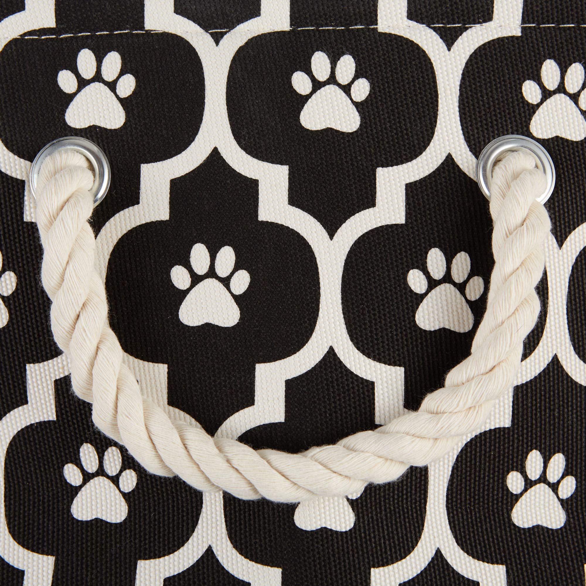 Bone Dry Pet Storage Collection Lattice Paw Print, Black, Small Round