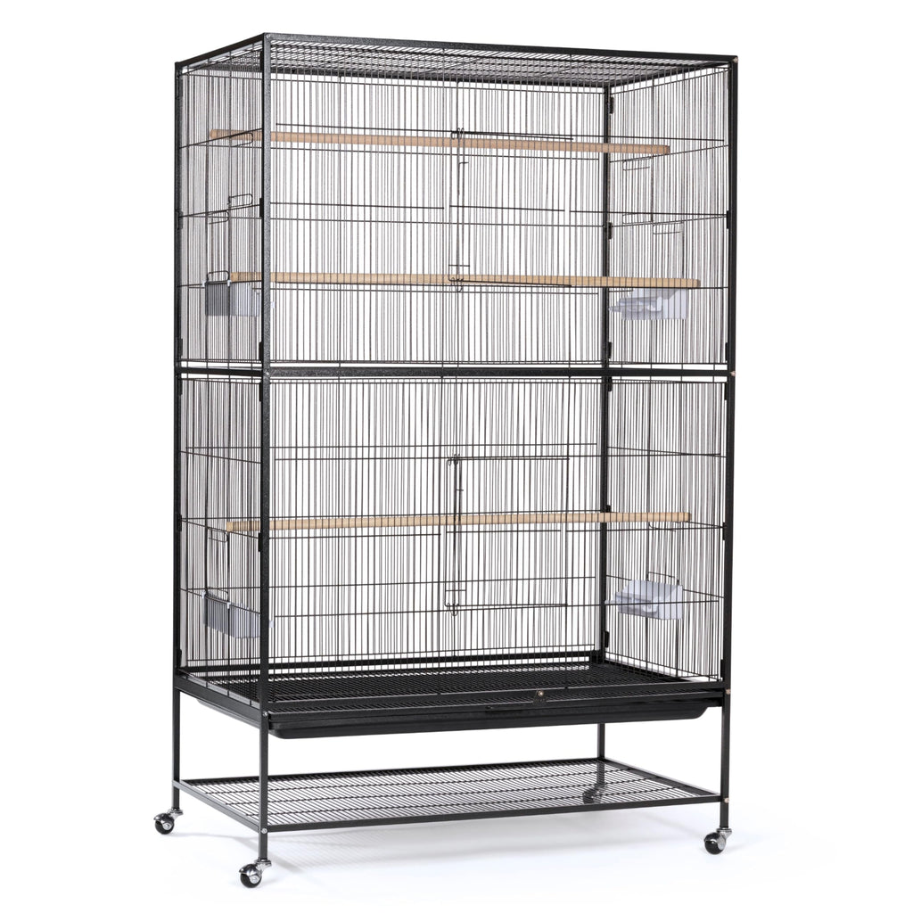 Prevue Hendryx Pet Products Wrought Iron Flight Cage - Big Rolling Bird Cage for Parakeets, Cockatiels, Conures, Lovebirds, Canaries, Finches, Parrotlets, & Caiques, 5 Ft - X-Large, Hammertone Black