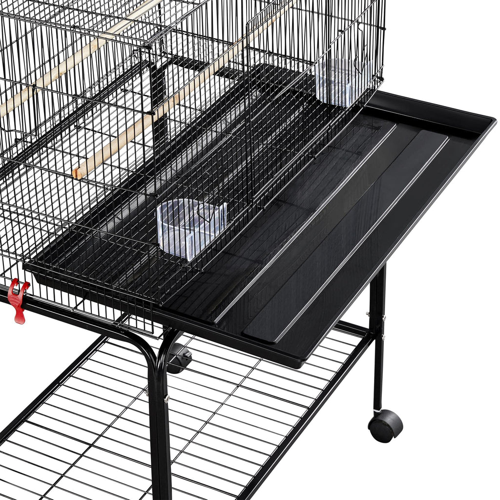 Yaheetech 47-inch Rolling Breeding Flight Bird Cages for Parakeets Budgies Finches Cockatiels Conures Lovebirds Canaries Parrots w/Detachable Stand, Black