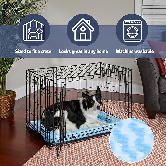 MidWest Homes for Pets QuietTime Fashion XS Dog Bed - Blue Faux Fur Bolster, Ultra-Soft and Machine Washable, Fits 22-Inch Crates and Carriers, for Small Dogs and Cats