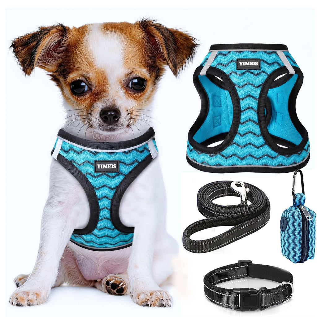No Pull Dog Puppy Harness and Leash Set Reflective Mesh Vest Small