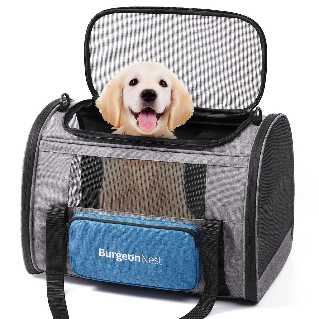 BurgeonNest Pet Carrier for Large Cats up to 25 lbs with Unique Side Bag