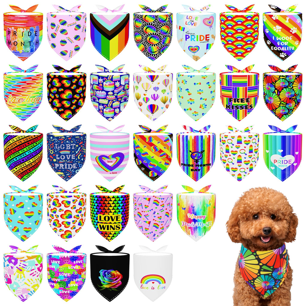 Pai Sence Pride Day Dog Bandanas Bulk for Small Dogs Sewn Edges 18" 30Pcs S