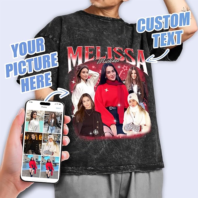Tehg & Tuhg Custom T Shirts with Picture, Vintage Bootleg Rap Tee, Boyfriend Girlfriend, Unique Gift for Birthday Anniversary