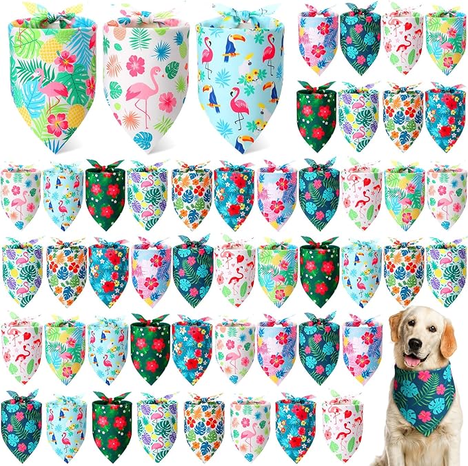Weewooday 50 Pcs Thanksgiving Fall Dog Bandanas Bulk for Dogs Autumn Soft Bibs Adjustable Triangle Pet Bandana for Small Medium Large Costume(Leaves Pattern
