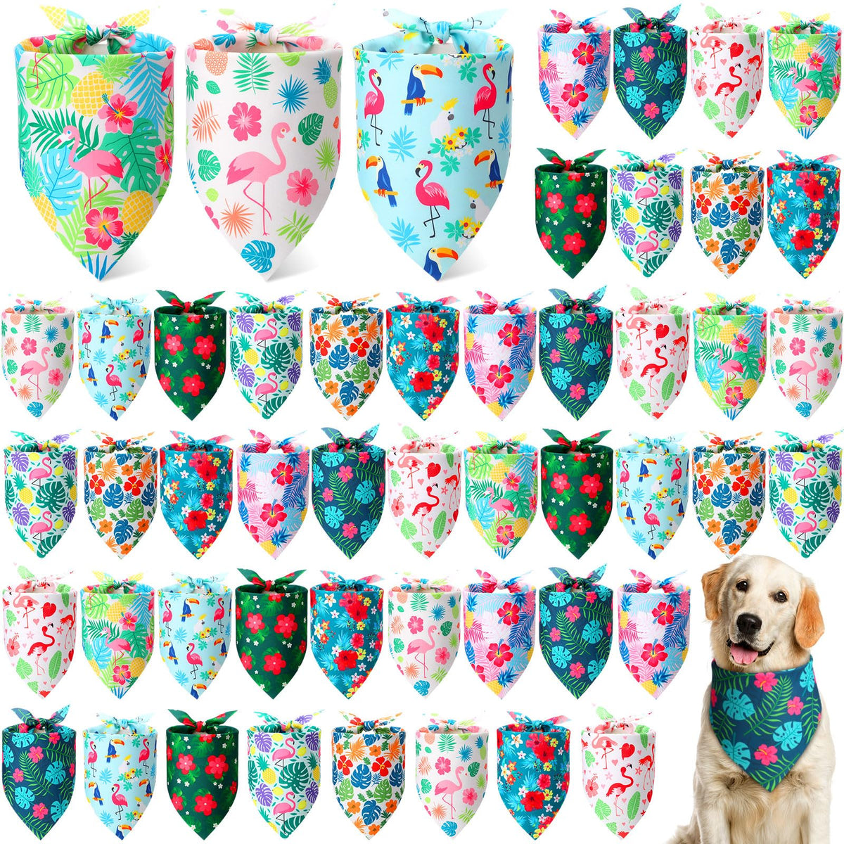 Weewooday 50 Pcs Christmas Red and Green Plaid Dog Bandanas Bulk for Medium