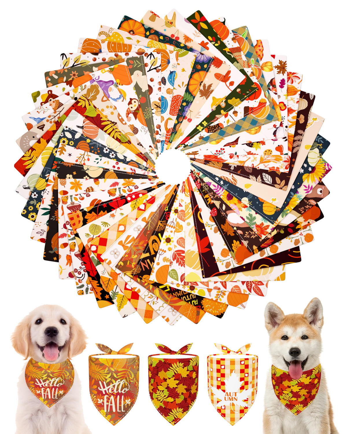 PET SHOW 50 Pack Paw Print Dog Bandanas Bulk for Medium Dogs