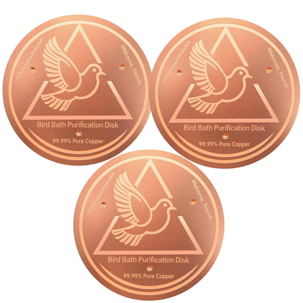 GOHUOX Bird Bath Purification Disk, 99.99% Copper Disc for Bird Bath Copper Disk Cleaner Safe for Outside Birds Fountain Disc Accessories, Fit for Outdoor Birdbath Bowl (3 pcs)