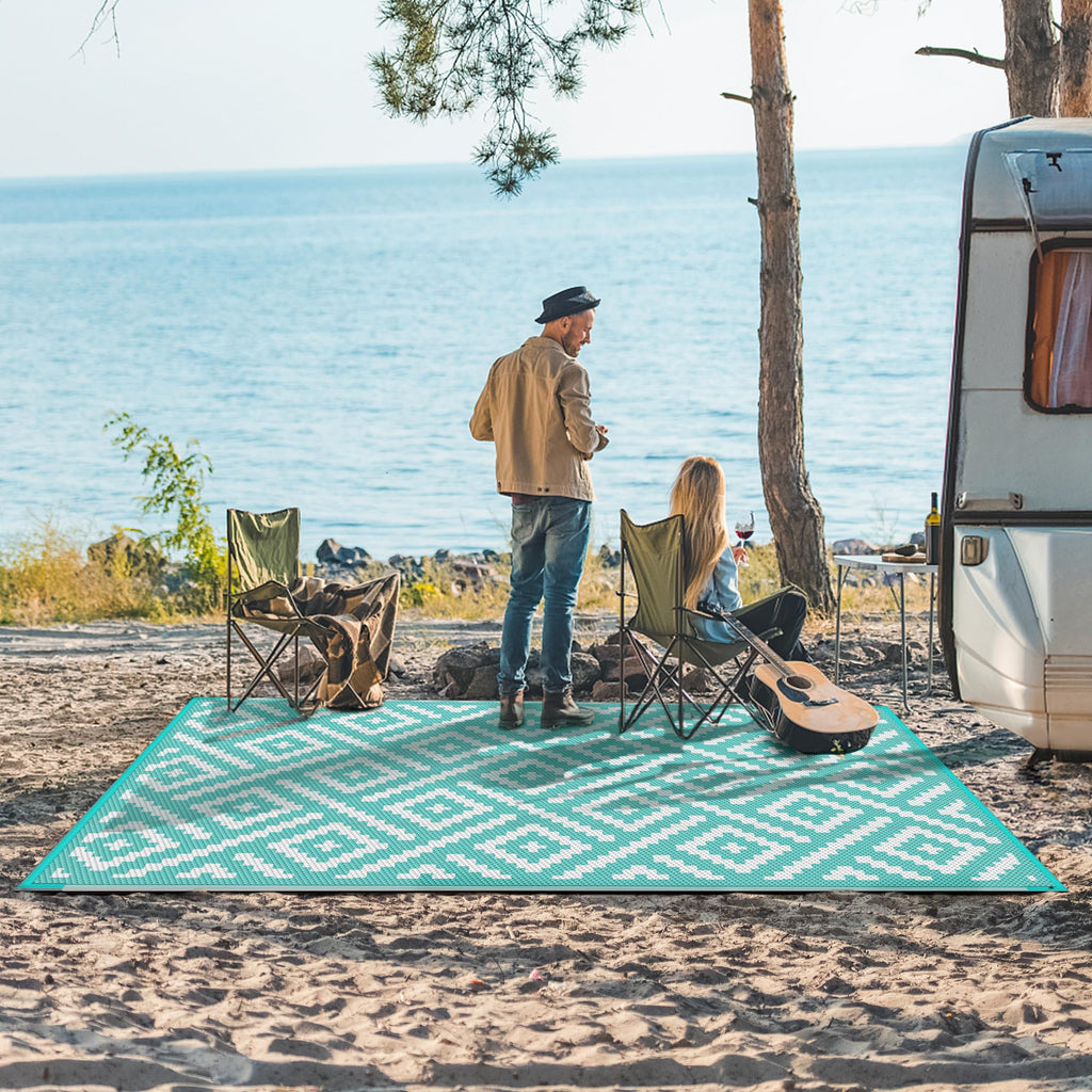 GENIMO Outdoor Rug, Waterproof Plastic Rugs for Patio, 6'x9' Mist Blue