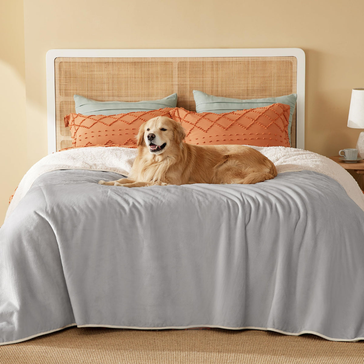 Bedsure Waterproof Blanket for Bed Soft Sherpa Fleece Throw,King 108"x86"
