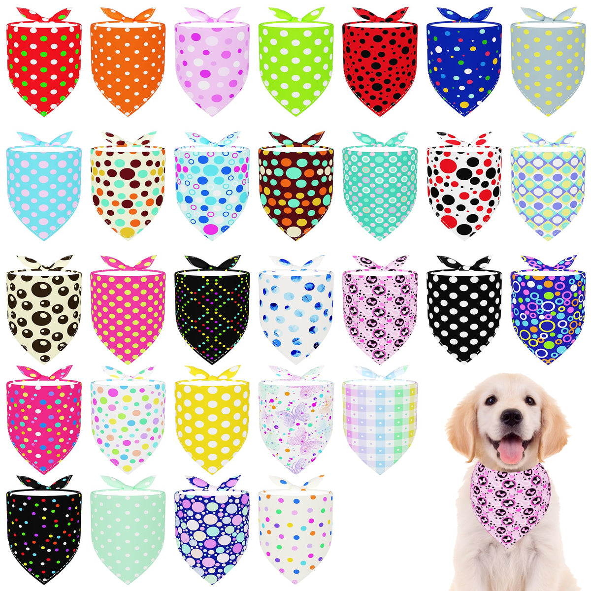 Pai Sence Pride Day Dog Bandanas Bulk for Small Dogs Sewn Edges 18" 30Pcs S