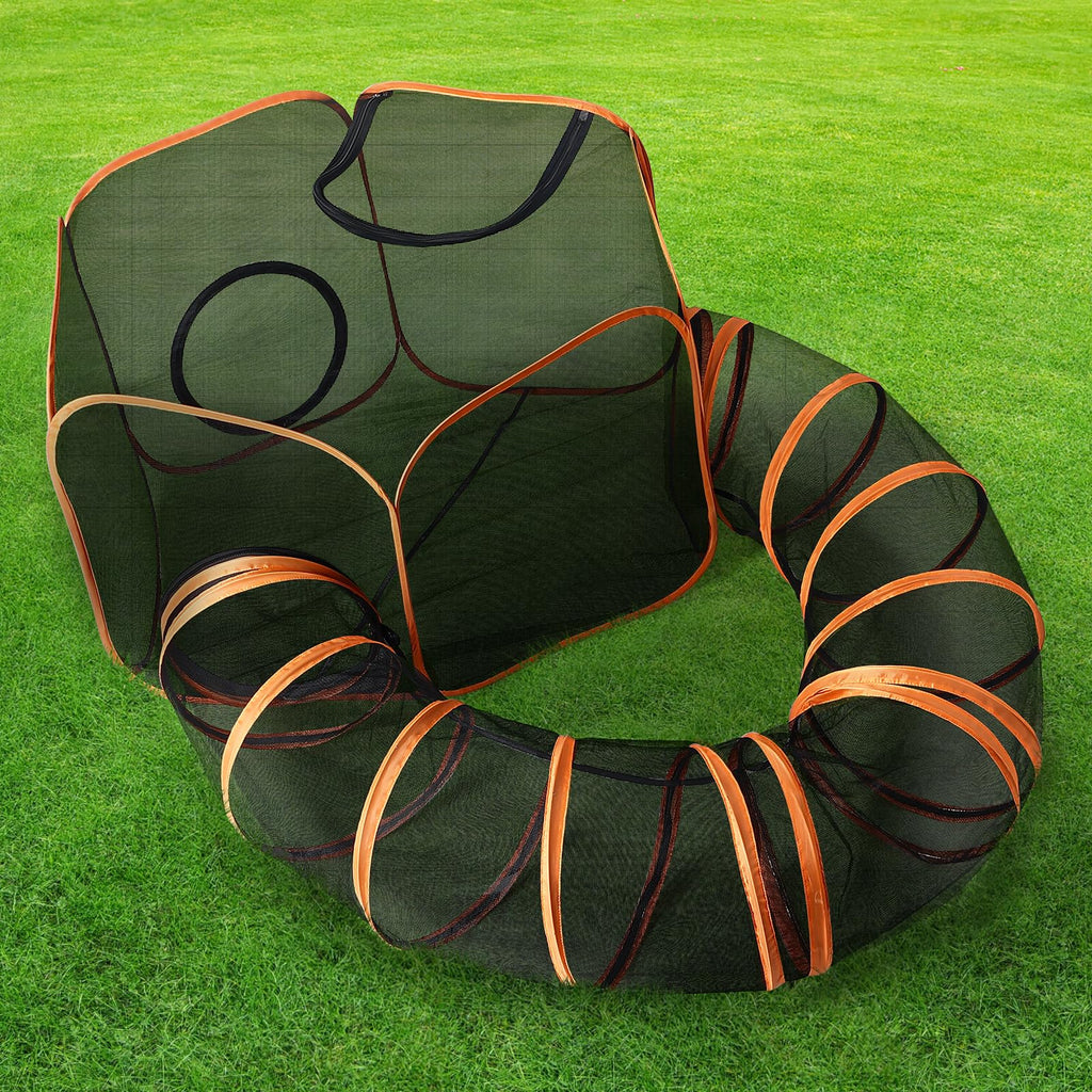 YAVAYI Outdoor Cat Enclosure with Circle Tunnel for Kitten Kitty Run - Portable Cat Playpen Tent Outdoor Indoor Pet Tent for Outside Small Animals