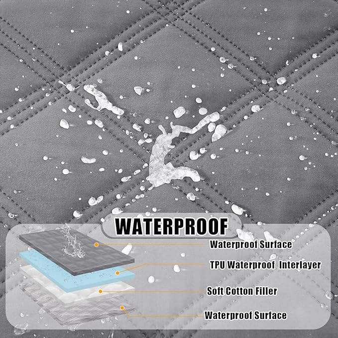 Smiry Waterproof Dog Bed Cover Blanket 82x82, Soft Reversible Pet Blanket, Washable Leakproof Cats Dogs Couch Cover for Sofa, Couch, Furniture, Grey/Light Grey