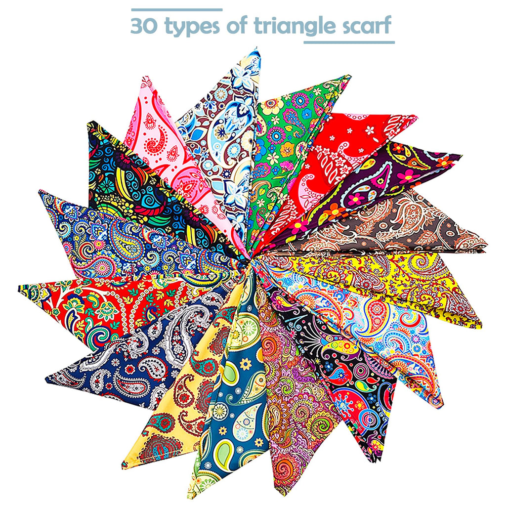 Pai Sence Paisley Dog Bandanas Bulk for Medium Dogs Sewn Edges 25" 30Pack M