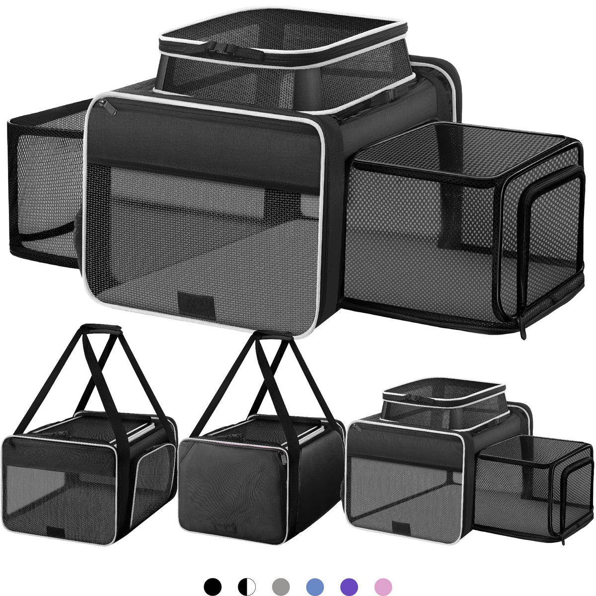 Top and 2 Sides Expandable Cat Carrier 18x11x11 TSA Airline Approved