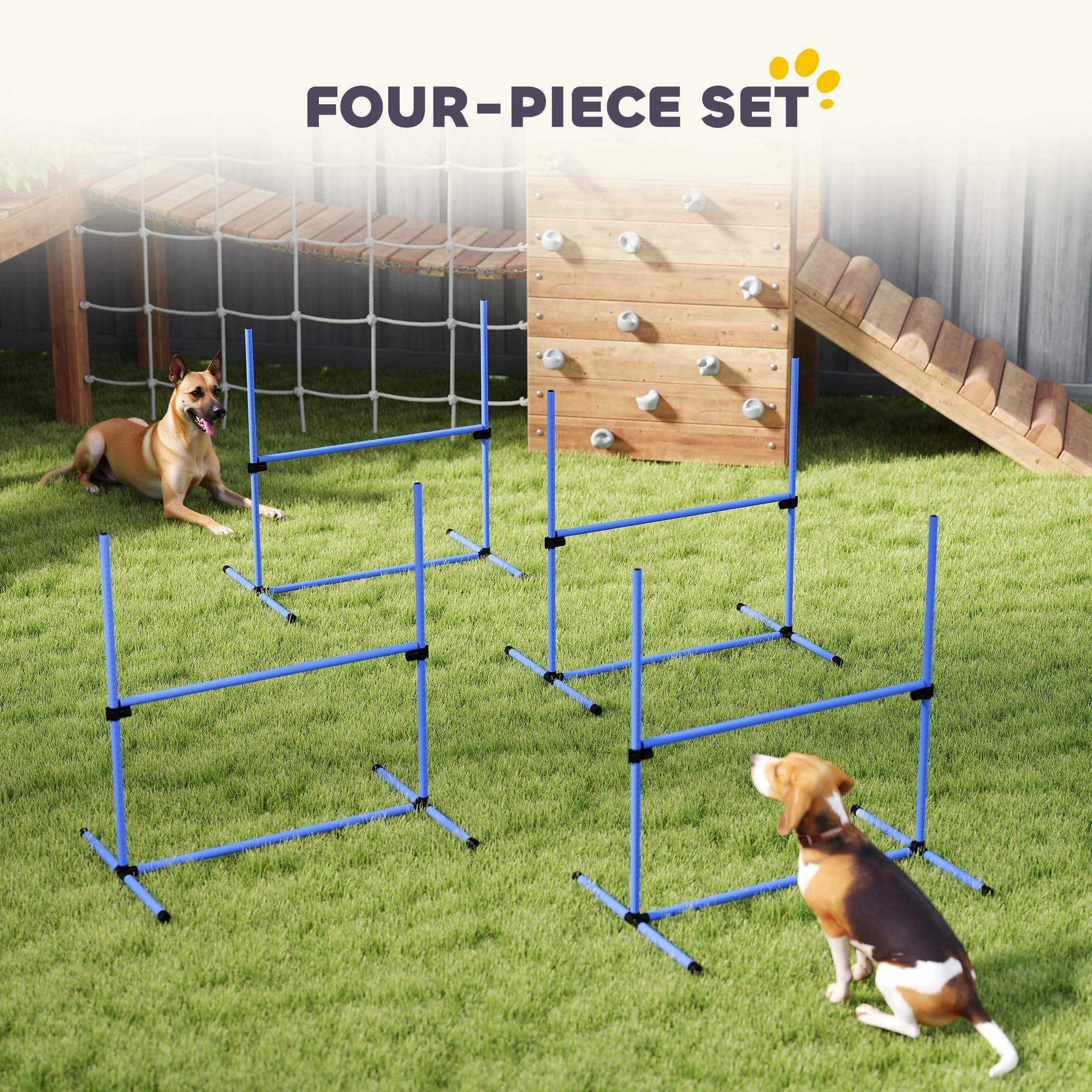 PawHut 4 Piece Dog Agility Training Equipment for Dog Agility Course Blue
